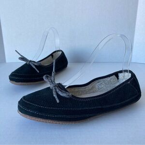 LL Bean Black Suede Slippers Moccasin Ballet
